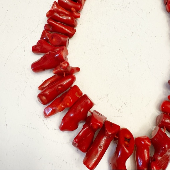 Gorgeous Old Natural Chunky Tibetan Natural Coral Rods Vintage 1990s - Picture 6 of 13